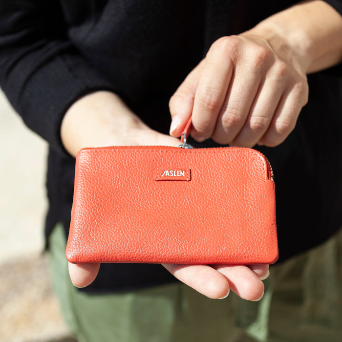 Monedero Piel Mujer Jaslen Amberes Rojo