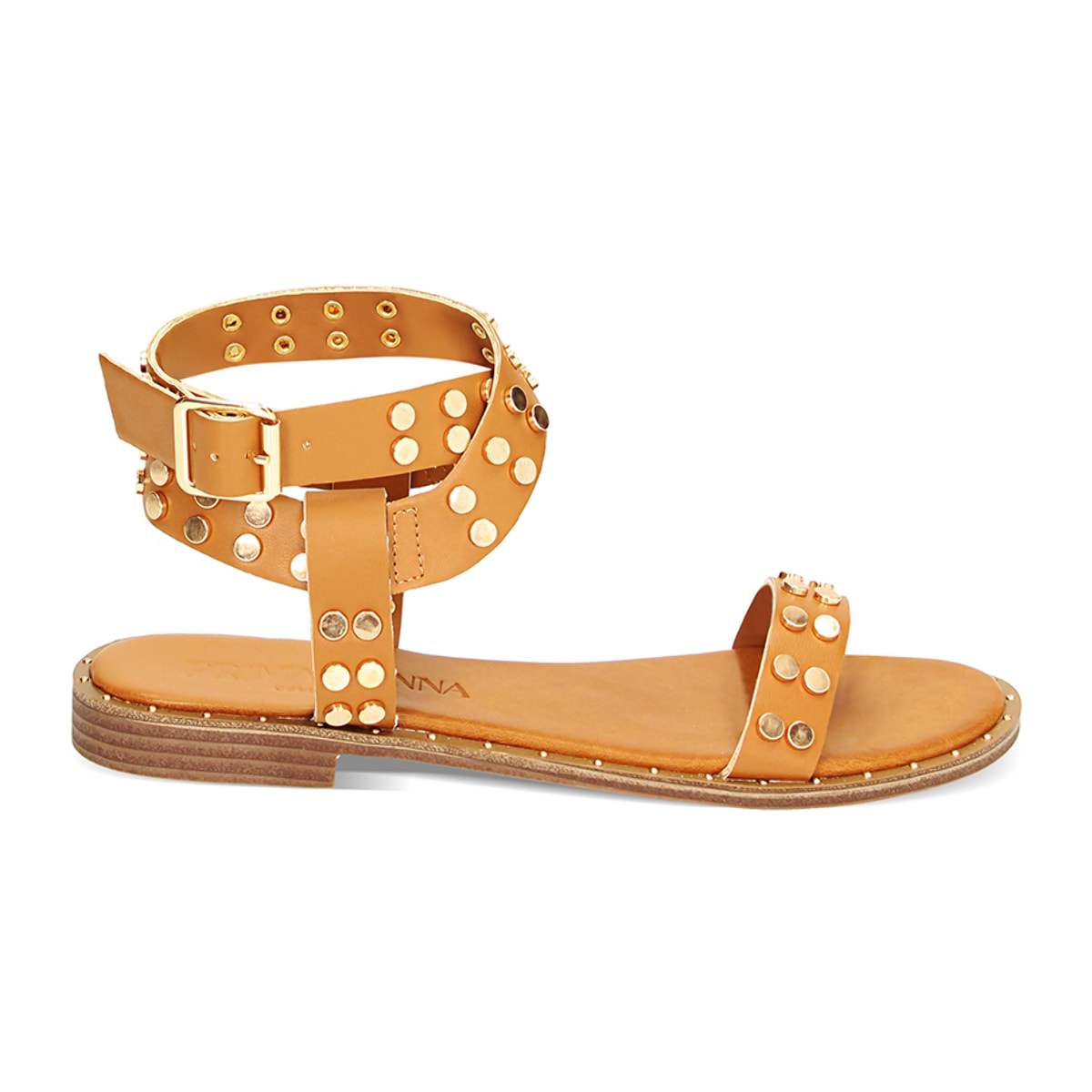 Sandalias planas color coñac