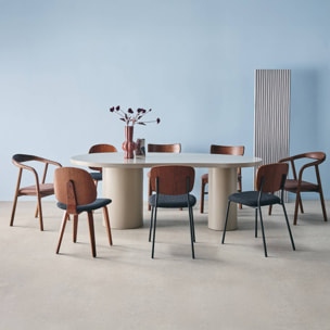 Table à manger organique structure bois d'hévéa 8 places 210cm