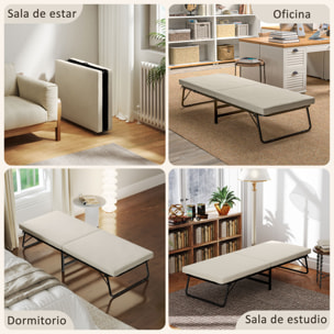Cama Plegable 70x180 cm con Colchón de Espuma Mueble Cama Plegable con Respaldo Ajustable en 5 Posiciones y Ruedas Cama de Invitados Carga 120 kg