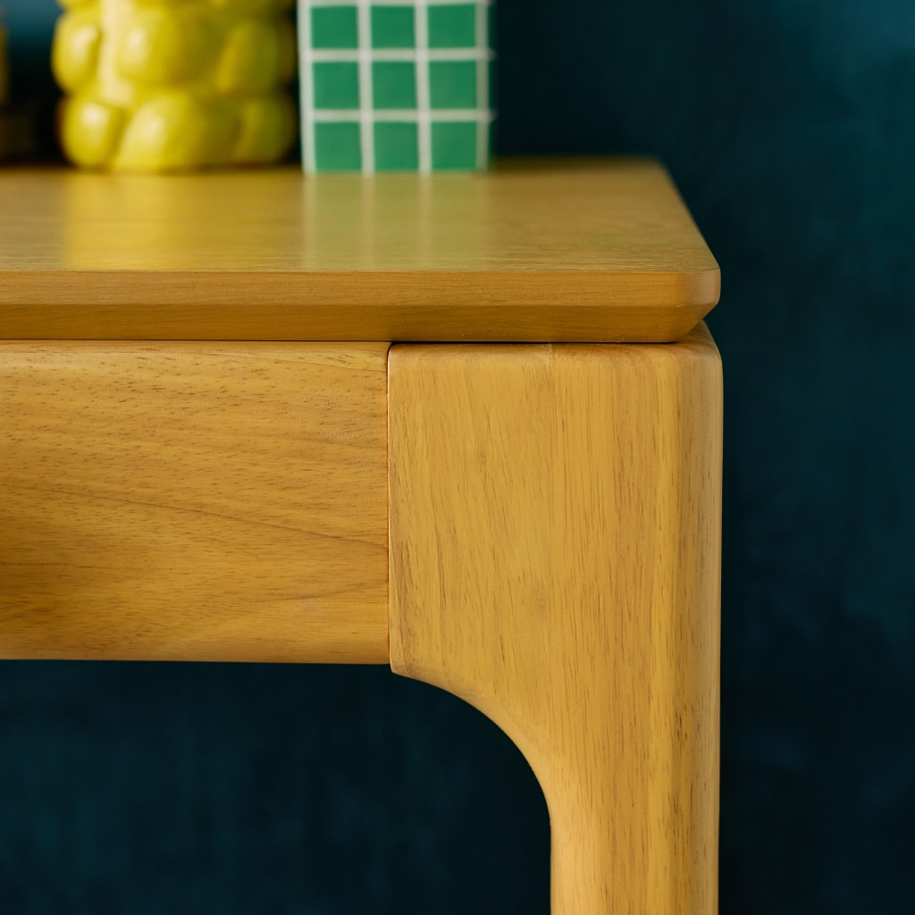 Bureau bois d'hévéa placage frêne 2 tiroirs ALIENOR