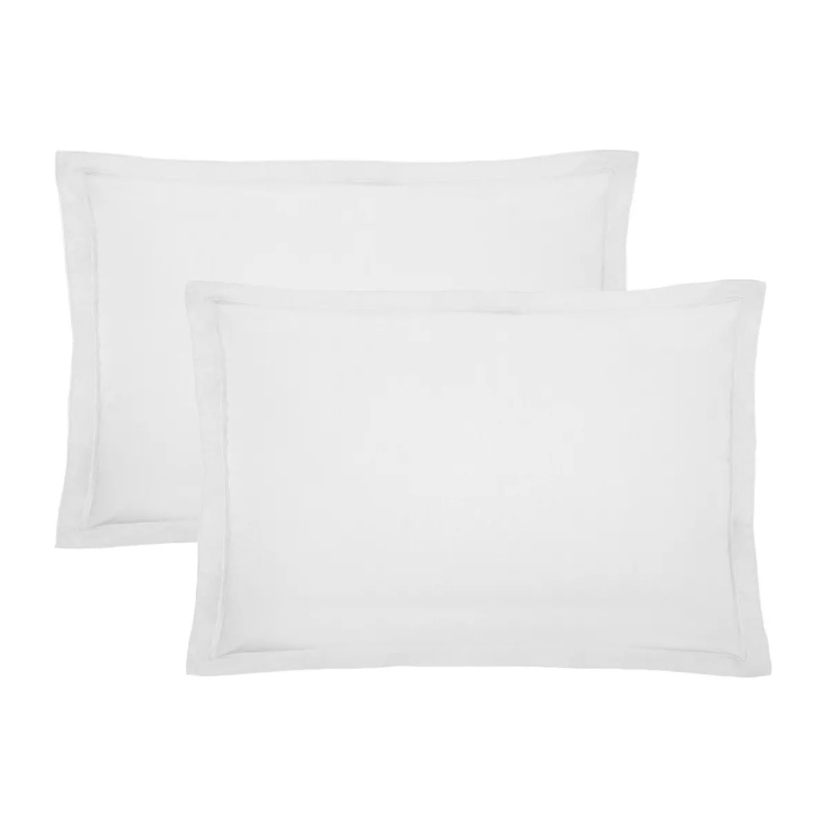 Lot de 2 taies percale de coton uni blanc Olana blanc