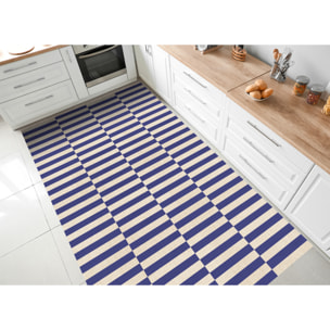 Alfombra de vinilo Dynamic Azul 100x133 cm -PVC antideslizante, vinilica para cocina o salón, lavable, estilo abstracto