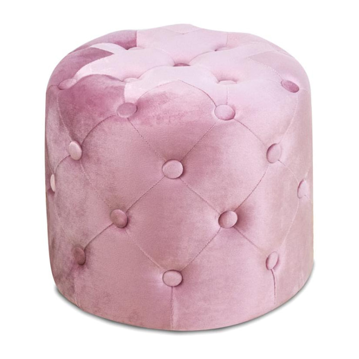 Pouf Poggiapiedi Rotondo Seduta In Velluto Velvet Parigi Rosa Antico