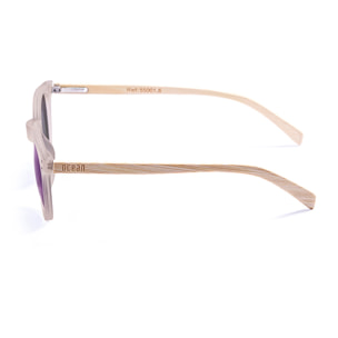 Gafas de sol OCEAN LIZARD WOOD - De brazo marrón bambú con montura transparente blanco y / Revo azul