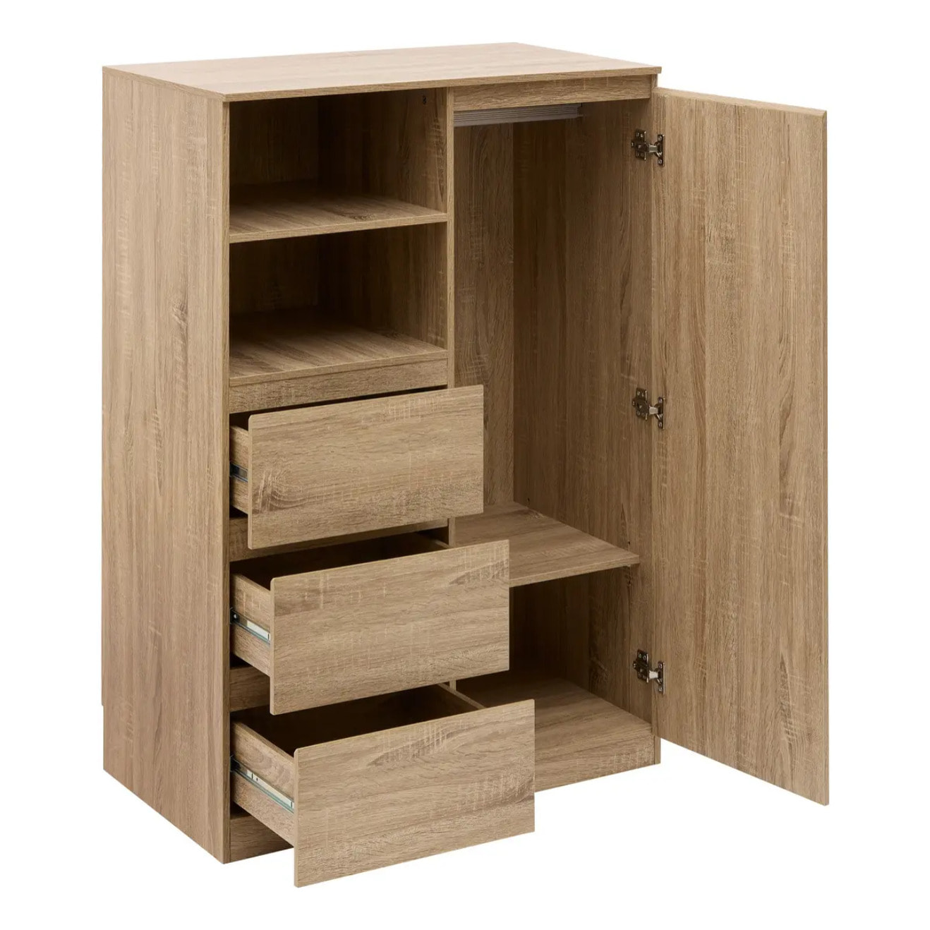 Penderie Dolo H.115cm 1 porte 3 tiroirs beige