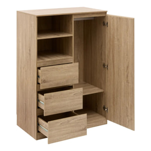 Penderie Dolo H.115cm 1 porte 3 tiroirs beige