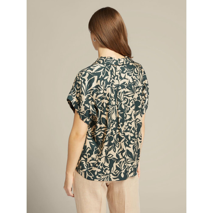 Elena Mirò - Camisa de viscosa ECOVERO™ estampada - Militar