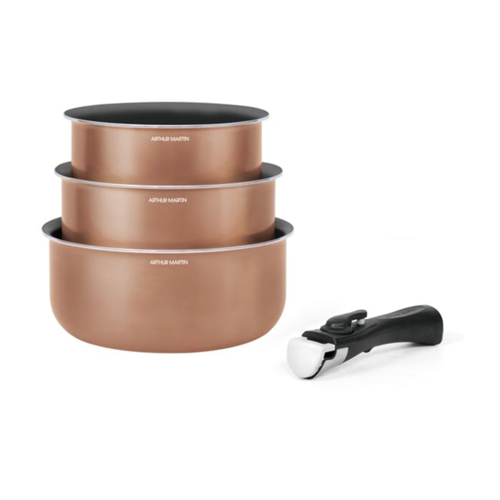 AM. Set de 3 casseroles 16/18/20 Or