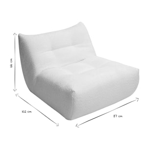 Fauteuil lounge en tissu bouclette blanc cassé BUMPY