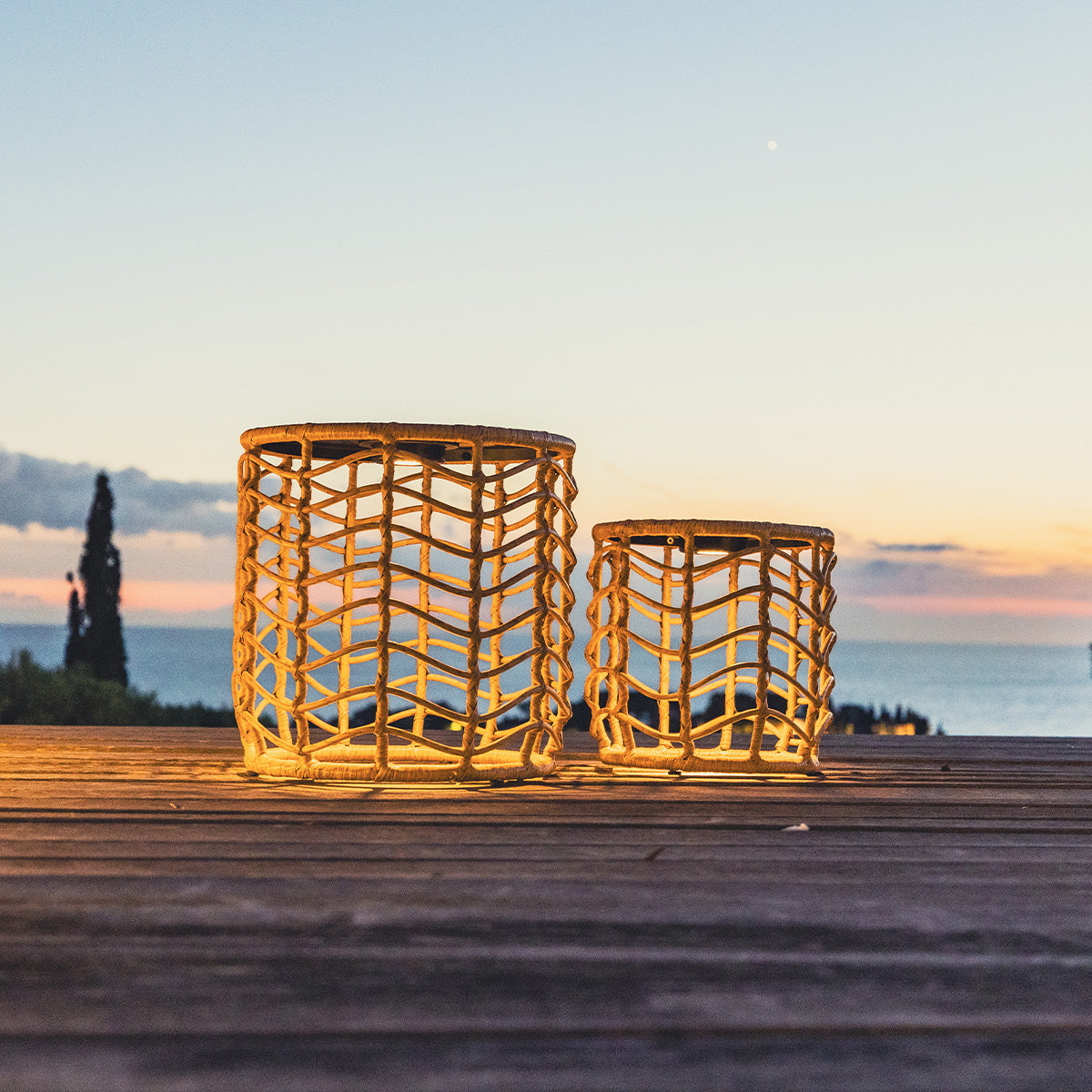 2 Tables lumineuses solaires NERITA ∅35/45 cm