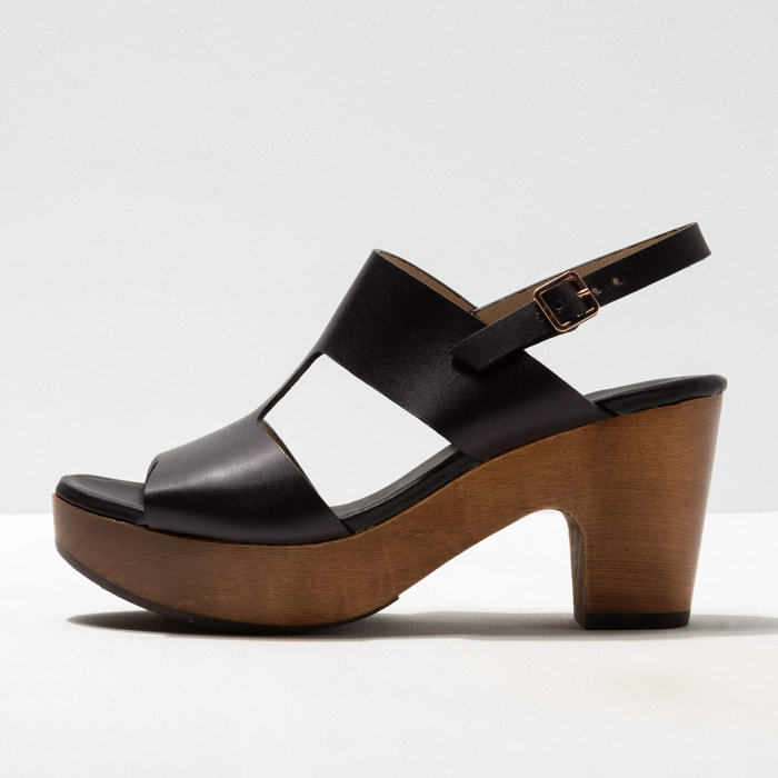 Sandalias con tacón S3270 RESTORED SKIN EBONY/ ST.LAURENT SANDAL color Ebony