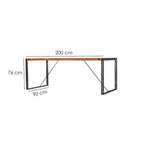Table repas en bois et métal design industriel L200cm - ATELIER