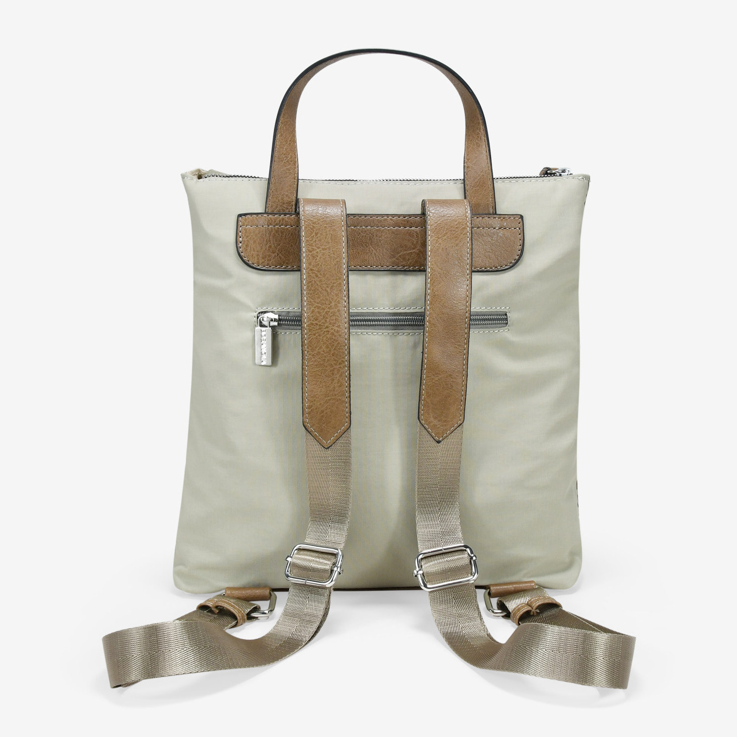 Mochila taupe con cremalleras metálicas