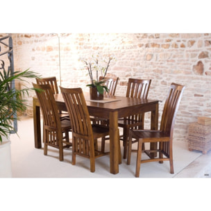 LAUREN - Table à manger rectangulaire marron rallonge 160/200cm bois Mindi