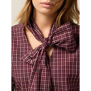 Oltre - Camisa de algodón con lazo y gemelos - Burgundy