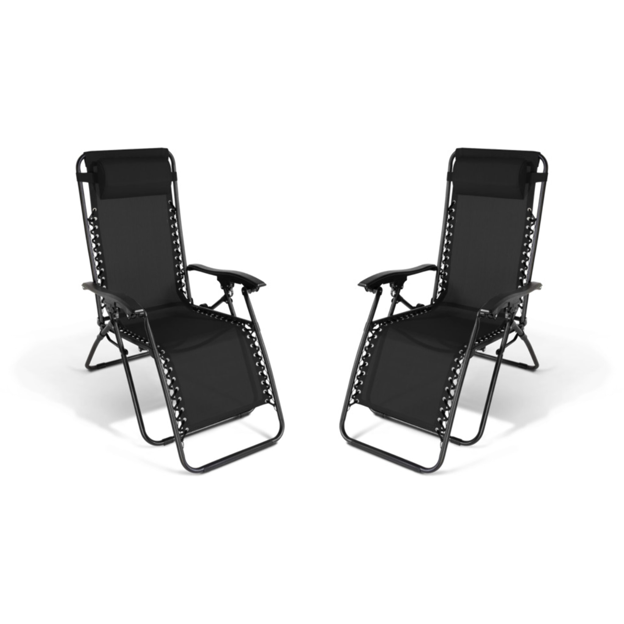 Fauteuils de jardin Relax inclinables noirs - lot de 2