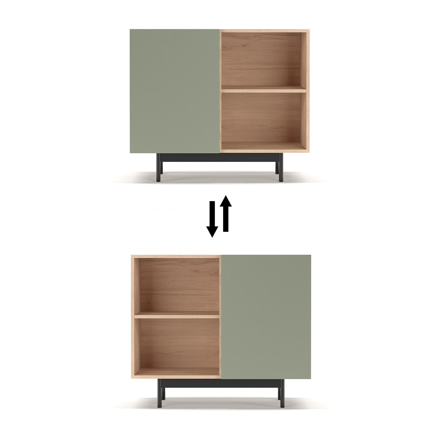 Aparador 1 puerta Printed roble y verde 78x90x34 cm