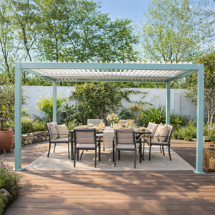 Pergola bioclimatique structure et lames orientables en aluminium vert 4x3m SOPRON