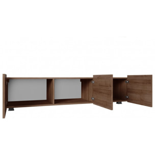 Alix - meuble tv modulable 150 cm - 3 portes - Effet noyer