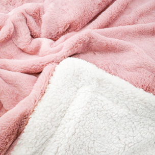 Plaid imitation "Lapin" - Cocoon Rose - 610g/m²