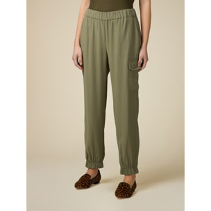 Oltre - Joggers cargo in viscosa stretch - Verde