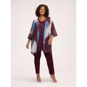 Fiorella Rubino - Kimono abierto con estampado degradado - Burgundy