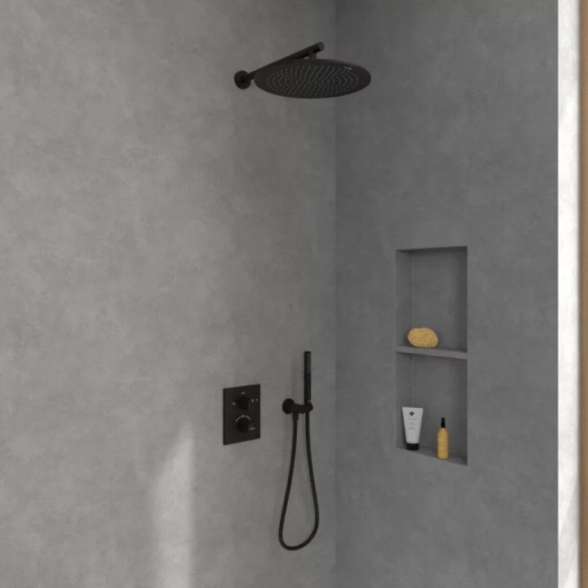 Mitigeur thermostatique encastré 2 voies Universal rectangle Noir mat