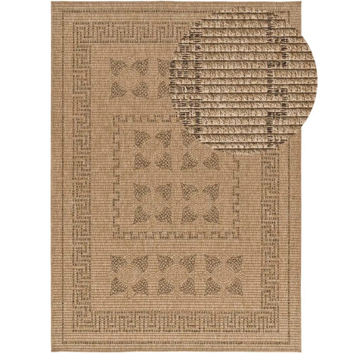 ACRA Alfombra de exterior clásica efecto yute color natural, varias medidas disponibles.
