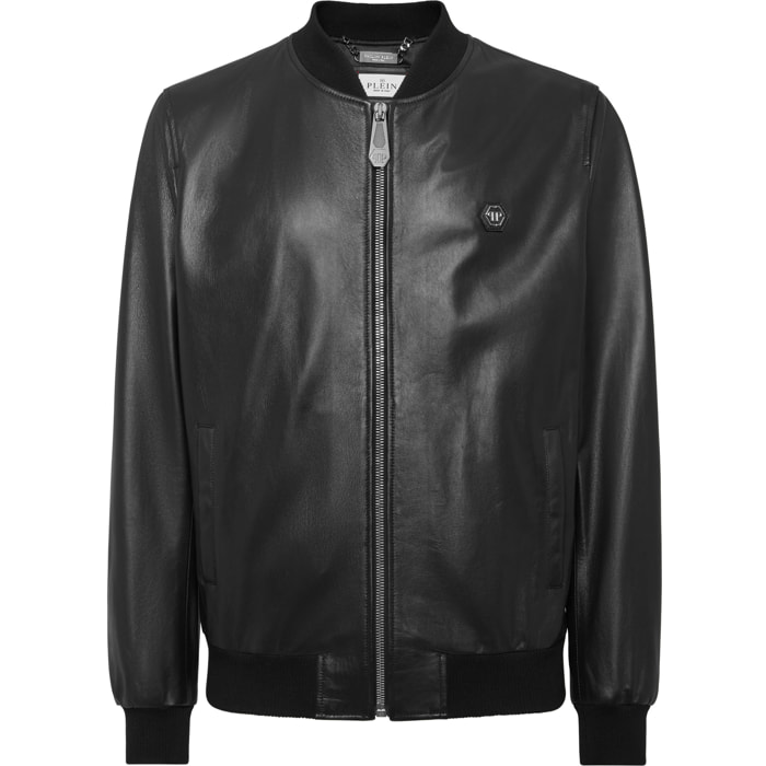 PHILIPP PLEIN Bomber de cuero SKULL