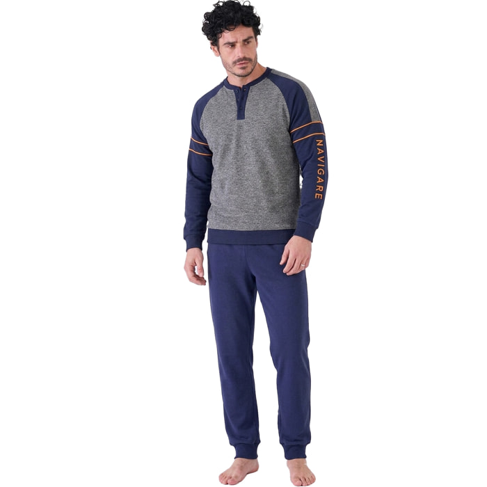 Navigare Pigiama da Uomo in Cotone Interlock Art. 842030 Grigio Melange