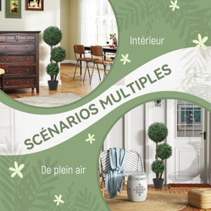 Plante Artificielle topiaire buis 3 boules H.100 cm 3 vrais troncs et lianes