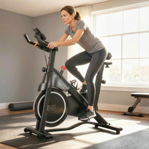 Vélo d'appartement biking résistance magnétique réglable écran LCD acier blanc