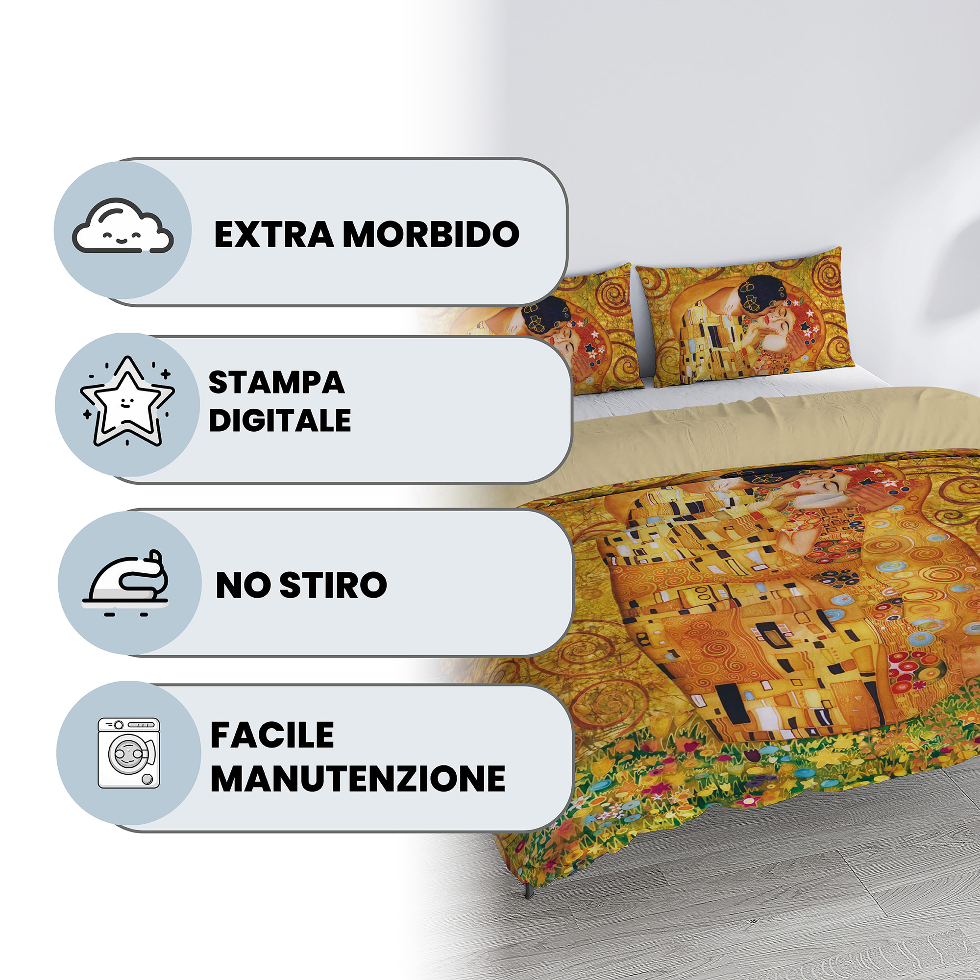 PARURE COPRIPIUMINO ARTE, Stampa Digitale, 100% Microfibra - AR101