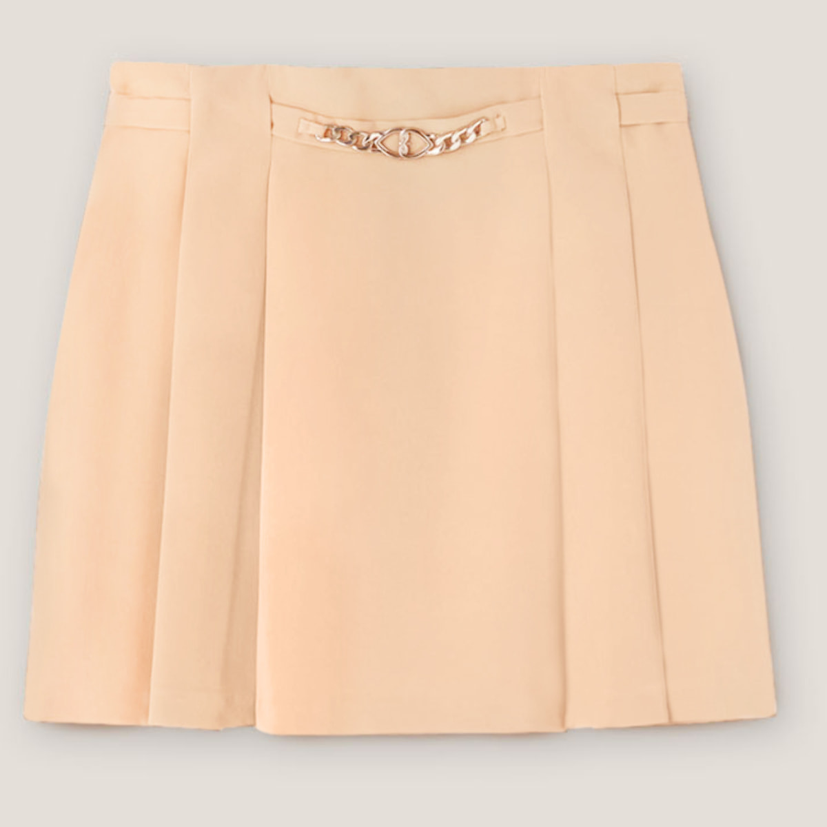 Motivi - Falda corta de pliegues con detalle de cadena - Beige