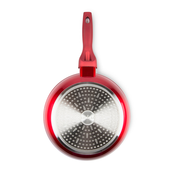 Padella 20 cm con Salvapadella Excelsa – Phoenix, Alluminio Forgiato Rosso