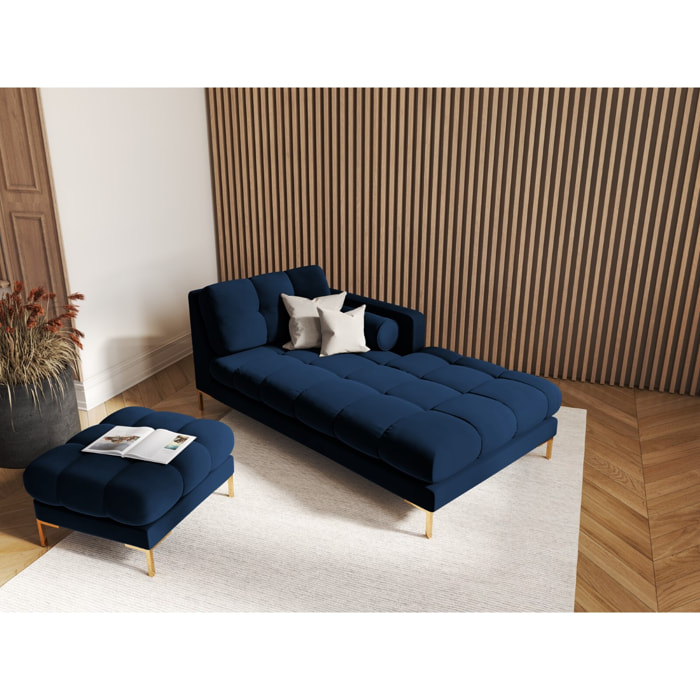 Méridienne droite "Bali" en velours bleu roi