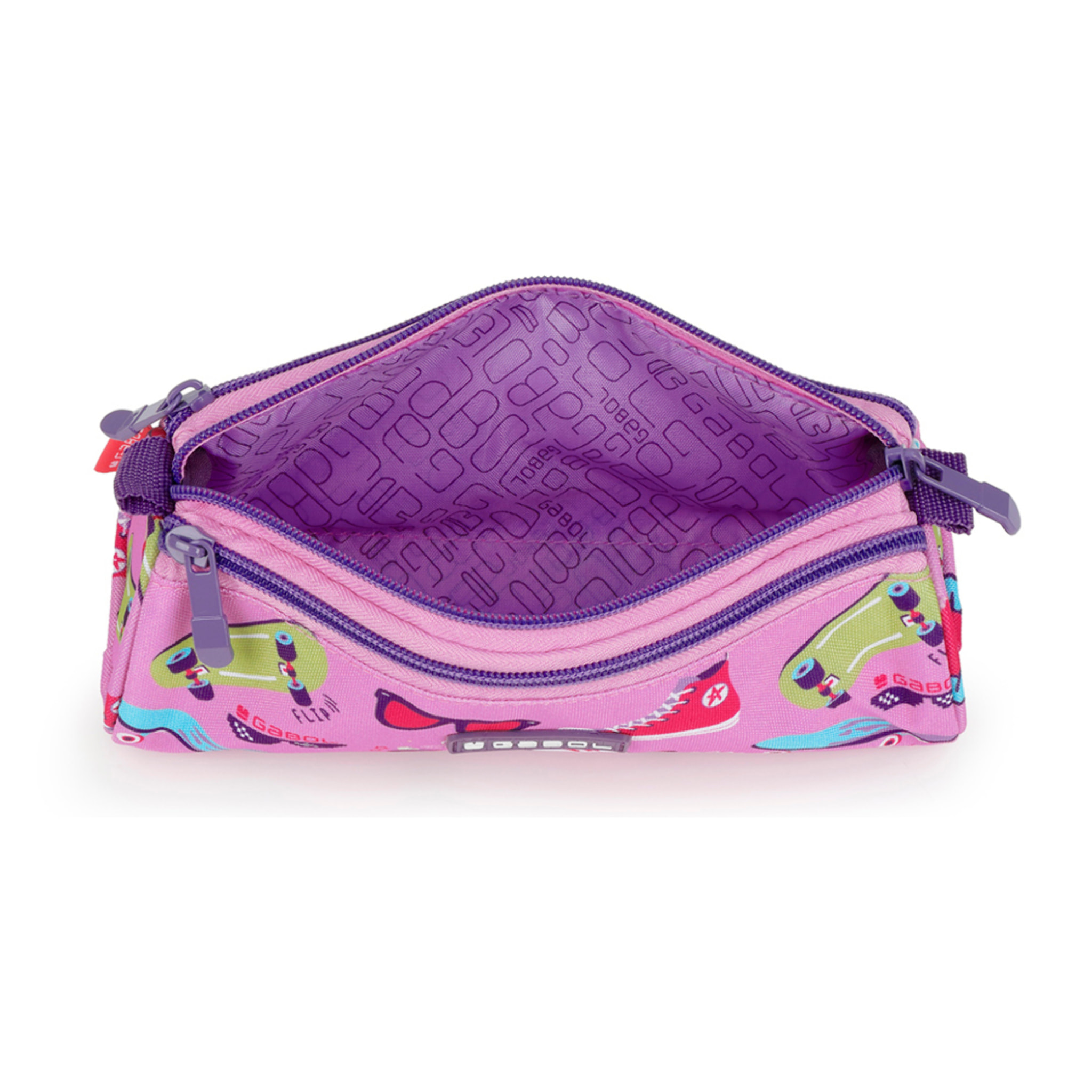 Estuche triple Gabol Roller con estampado rosa