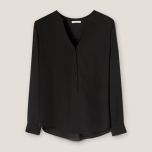 Motivi - Blusa fluida scollo a serafino - Nero