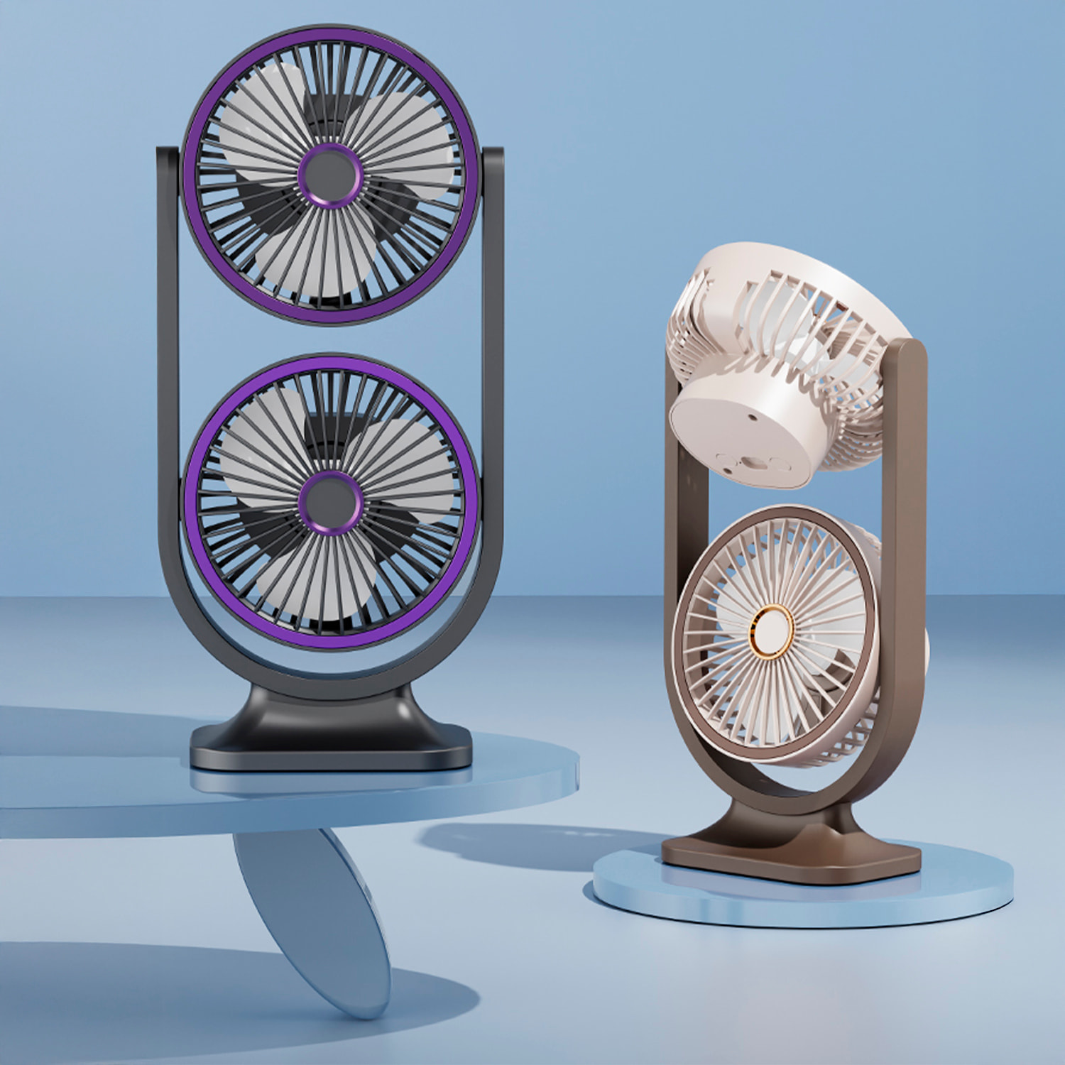 Ventilatore da tavolo doppio con 5 velocità e 3 intensità luminose.