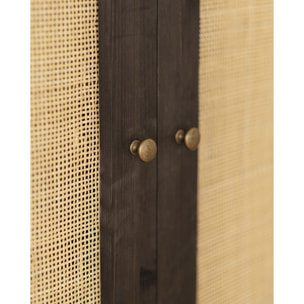Armoire medulla en bois massif et rotin ton noir 180x80cm Hauteur: 180 Longueur: 80 Largeur: 40
