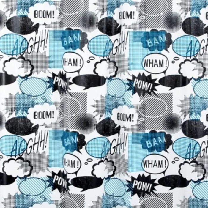 Rideau de douche PEVA WOW 180x200cm Bleu & Noir Spirella