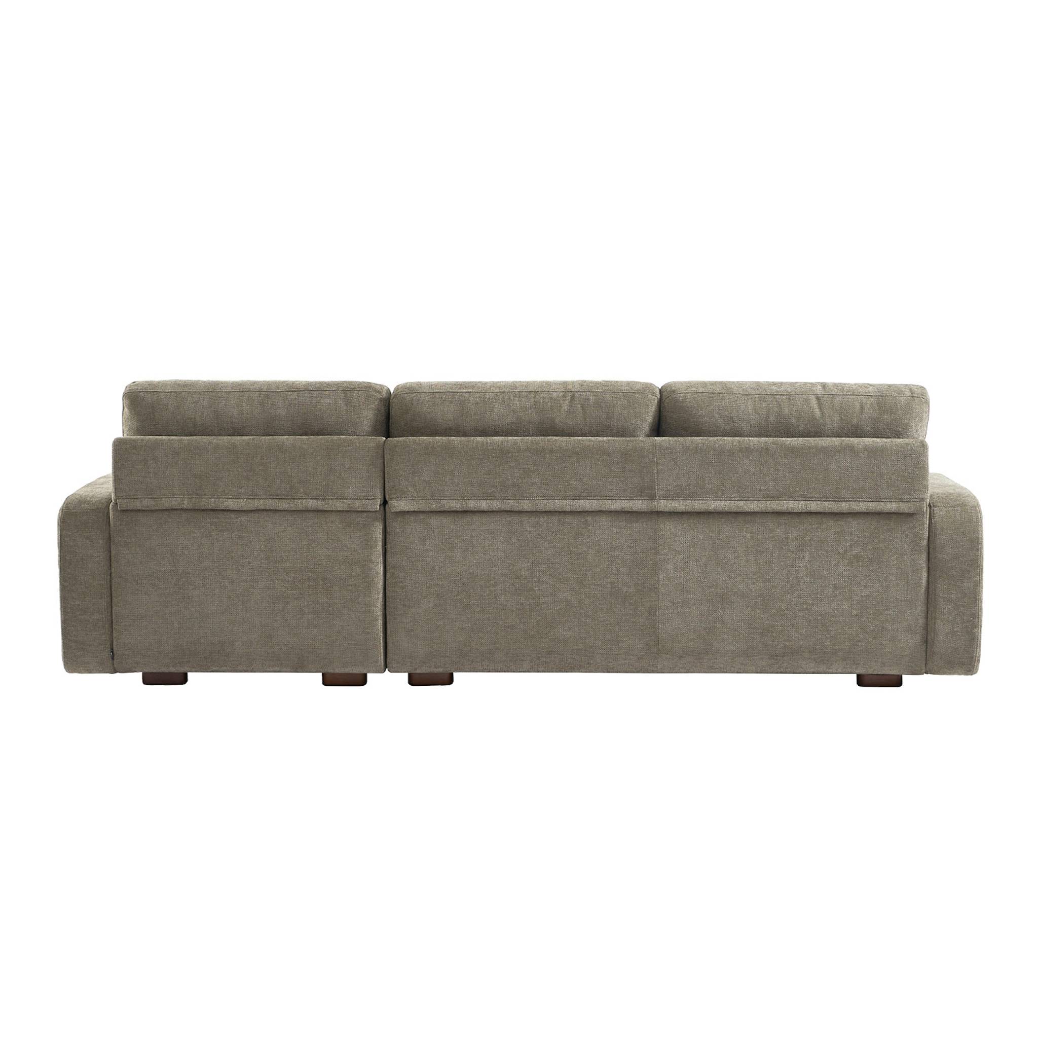 Canapé d'angle droite 3 places tissu vert de gris L 260 x P 88 / 139cm / x H 87cm - Dany