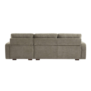 Canapé d'angle droite 3 places tissu vert de gris L 260 x P 88 / 139cm / x H 87cm - Dany