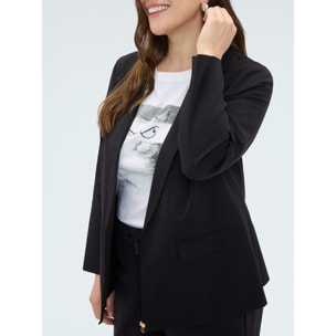 Fiorella Rubino - Blazer en punto Milano de mezcla de algodón - Negro