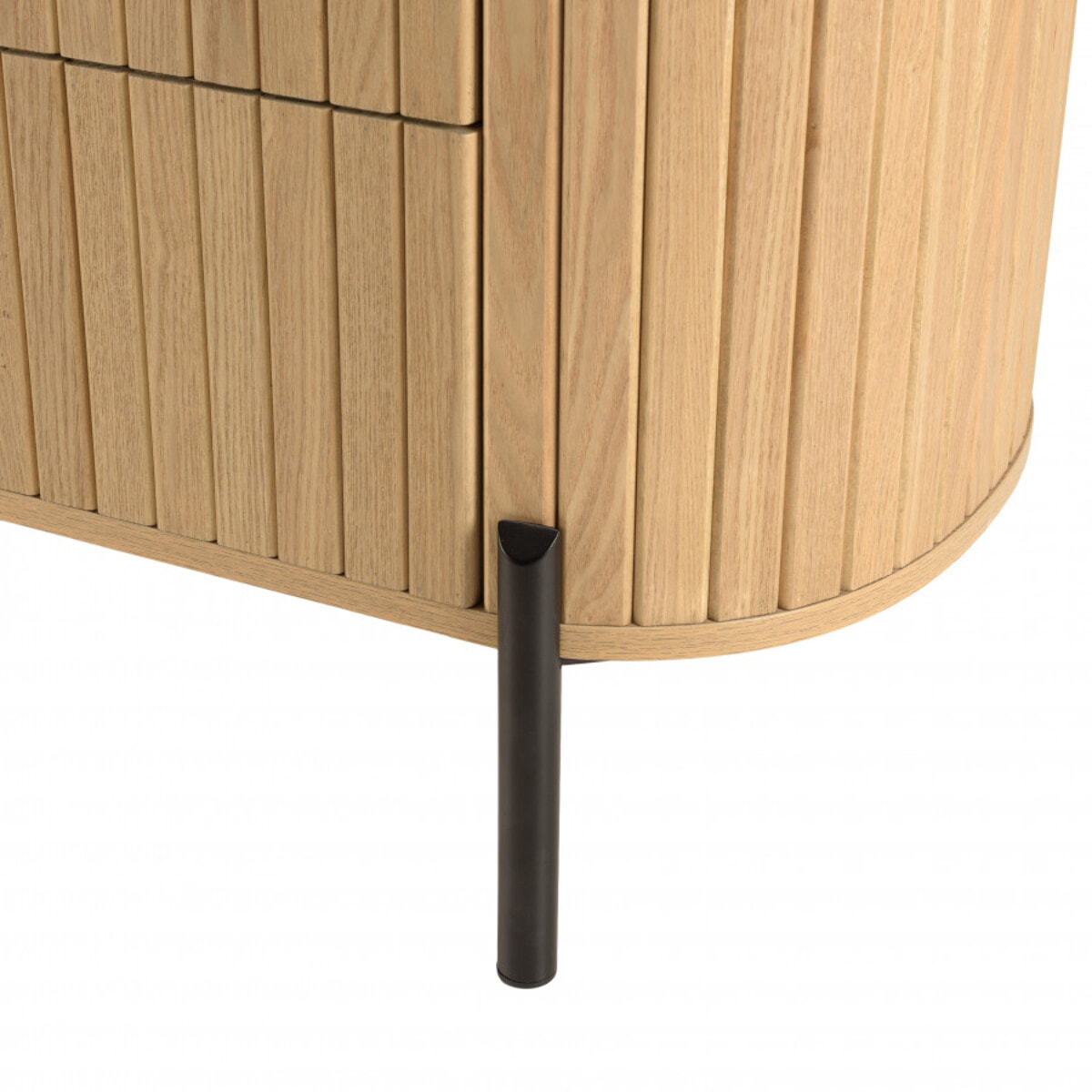 CHARLIE - Commode marron 3 tiroirs style rétro Pin pieds métal noir