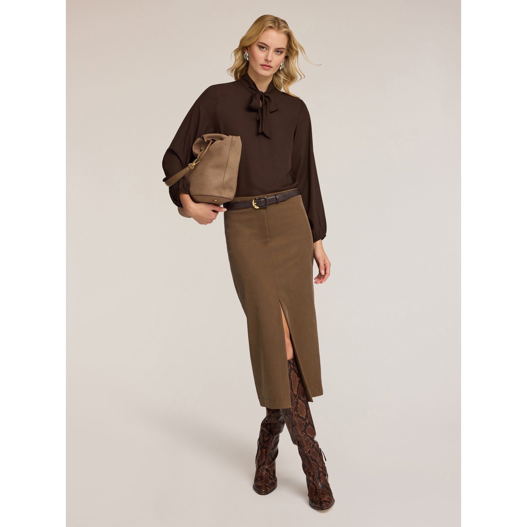 Motivi - Gonna tubino con spacco frontale - Marrone