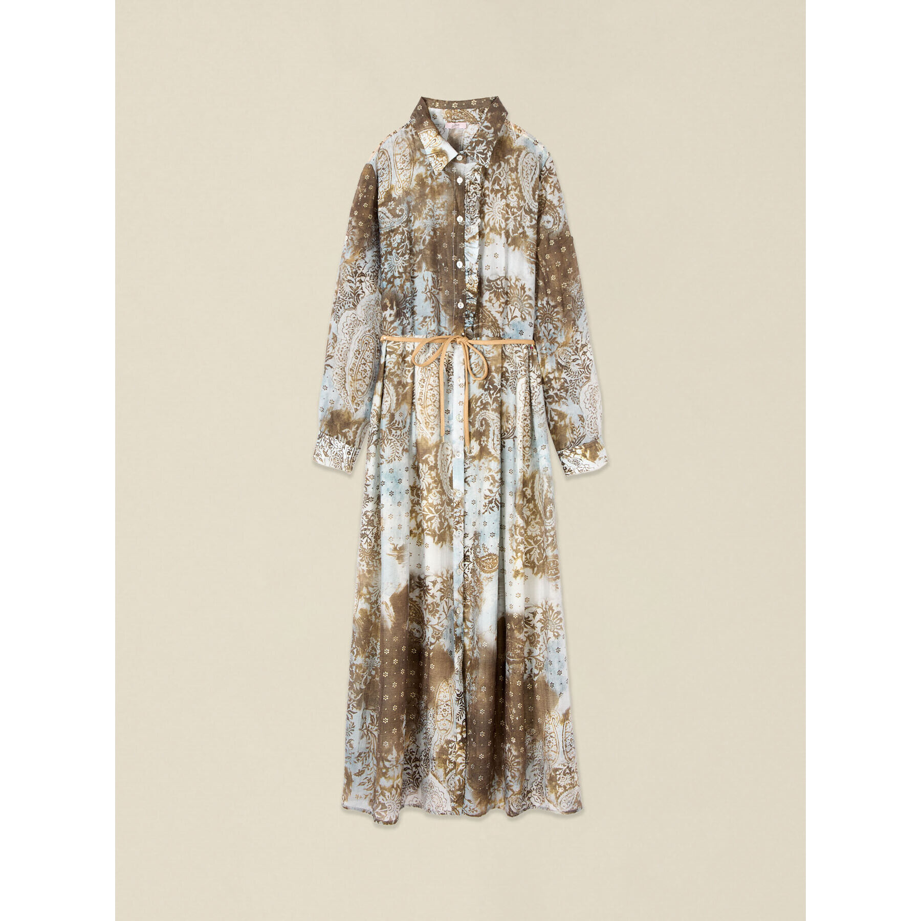 Oltre - Vestito chemisier lungo fantasia - Marrone