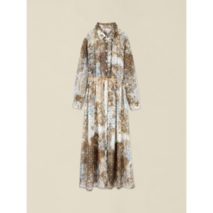 Oltre - Vestito chemisier lungo fantasia - Marrone