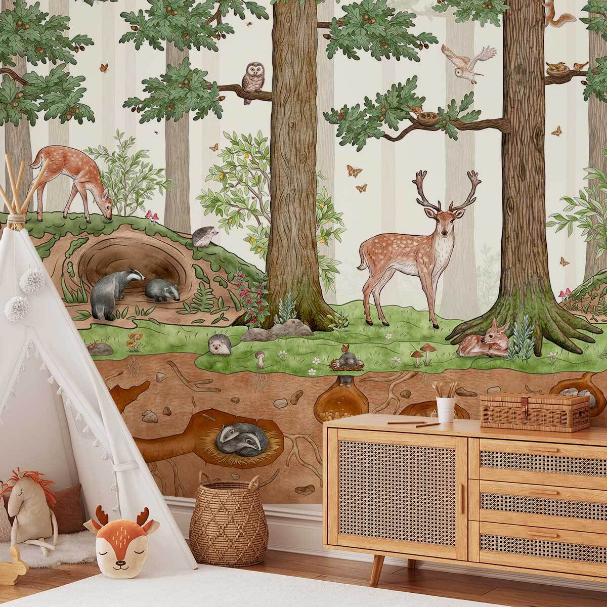 Papier peint panoramique la vie en forêt Intissé